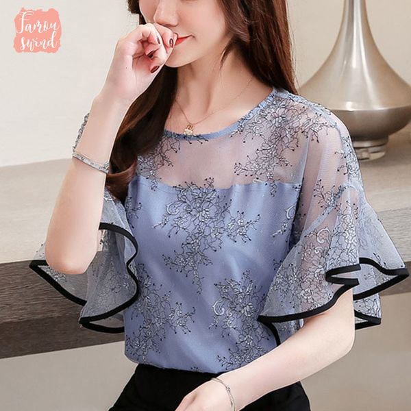 

мода женщин блузка и шорты 2019 блуза рубашки женские топы lace блуза harajuku топы рукав офис lady print 3546 50, White