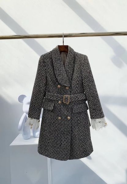 

designer women's plaid blazer long thick gauze sleeves 2019 autumn new winter brand jacket for lady fashion plaid women luxury clothing, Tan;black