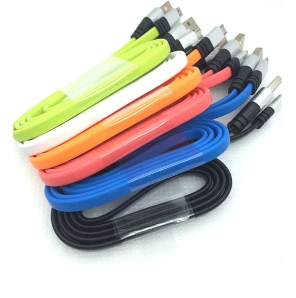 

qichen 2a metal flat noodle micro usb cable 3ft data sync charging adapter cords for mobile phone android smart phone