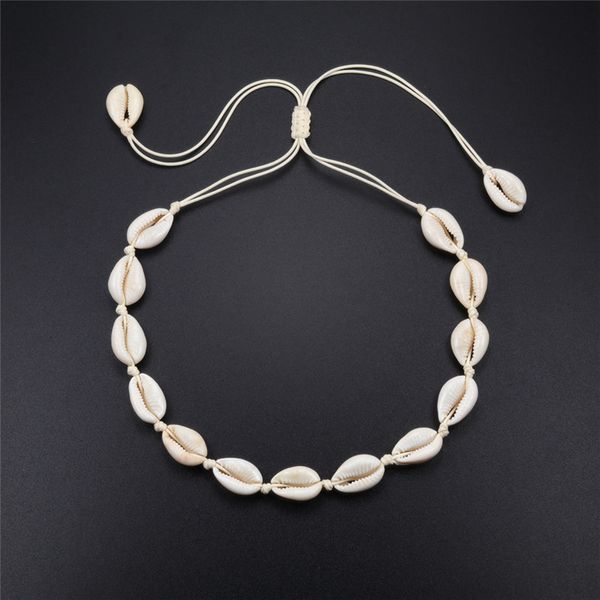 

simple women bohemian natural shell collar choker necklace rope chain beach jewelry pendant seashell accessories drop shipping, Golden;silver