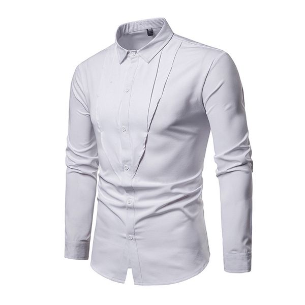 

men spring solid shirts long sleeves turn-down single-breasted casual male js26, White;black