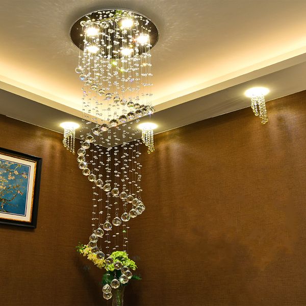 

crystal single spiral stair case chandelier living room crystal pendant lights l restaurant decoration lighting fixture