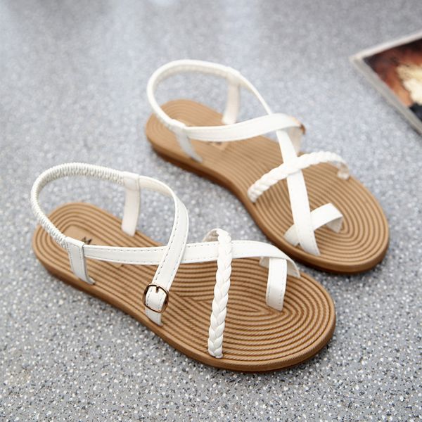 

Marchwind Summer Shoes Woman Sandals Elastic Flat Sandalias Mujer Strappy Gladiator Beach Sandals Ladies Flip Flops White