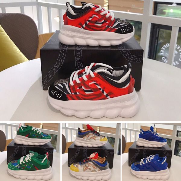 

Versace Chain Reaction Cross Chainer 2020 Chainz Black Kids Цепная реакция обувь Белый цветочные дети обувь Snow Leopard Кожа Мода Повседневная кроссовки