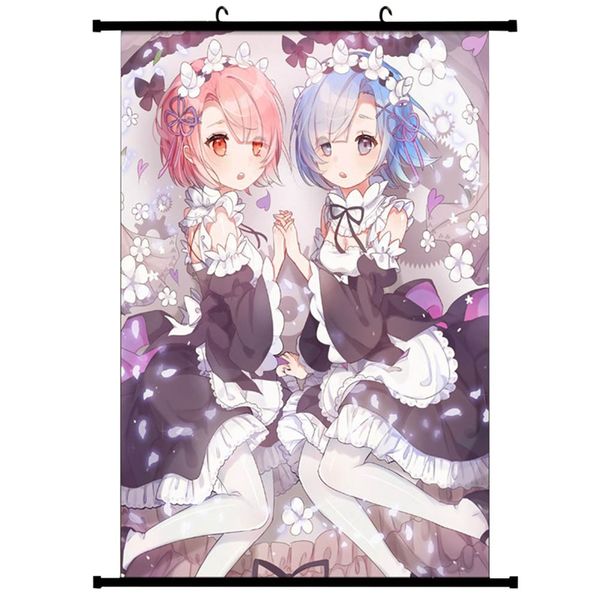 

1pc anime re: zero kara hajimeru isekai seikatsu scroll painting wall picture poster home decoration