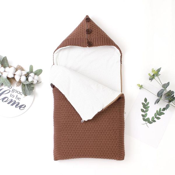 

baby gowns newborn warm sleeping bags 75*35cm infant strller swaddle sleepsack winter solid knit newborn boy girl envelopes fall, Blue;red