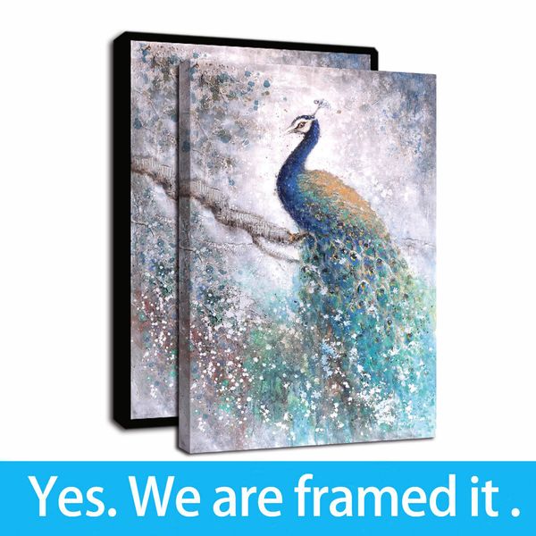 Animal petróleo trabalhos de arte quadro de cor verde Peacock Paintings HD de impressão em pinturas da lona Wall Art Imagem cartaz para Home Decor