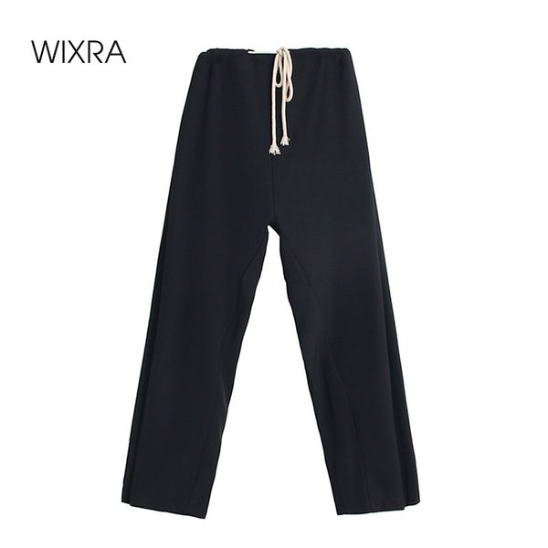 

wixra women's pants 2020 spring autumn lace up streetwear casual loose high waist long pants sportswear for women, Black;white