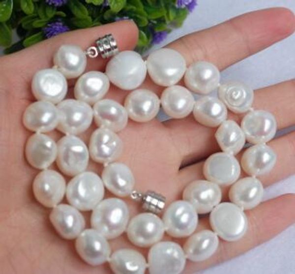

necklace ++ big 15mm white baroque pearl necklace, Silver