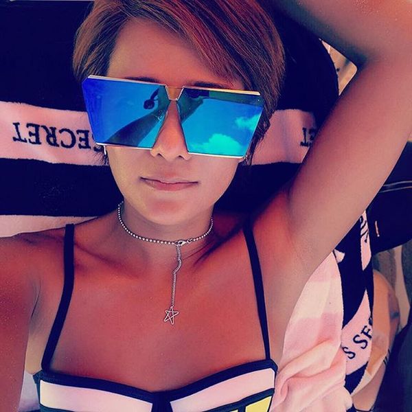 

2020 designer ladies square sunglasses men's unique oversized shield gradient retro glasses frame female, White;black