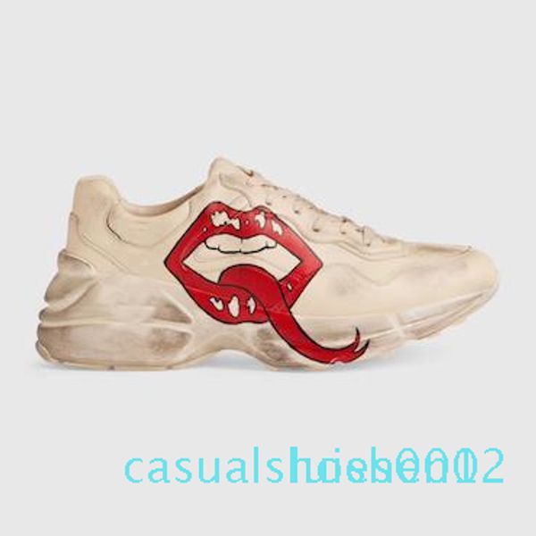 

men rhyton casual shoes dad sneaker paris fashion luxury designer women shoe platform tripler strawberry wave mouth tiger web print c12, Black