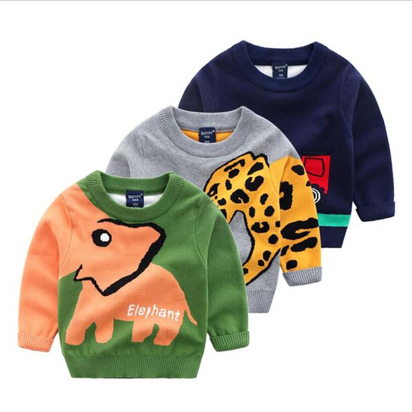 

kid sweater knitted wool autumn winter baby sweater toddler children's clothes printing cartoon bay boys roupa infantil, Blue