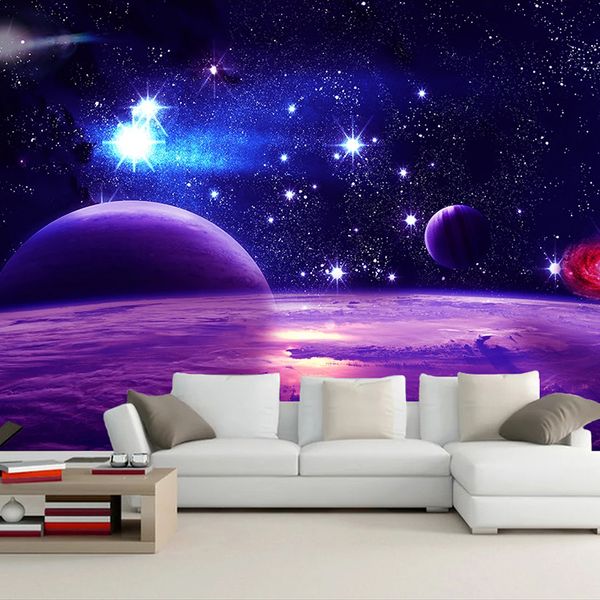 

custom 3d mural wall paper universe starry sky background wall painting living room bedroom self-adhesive wallpaper decals
