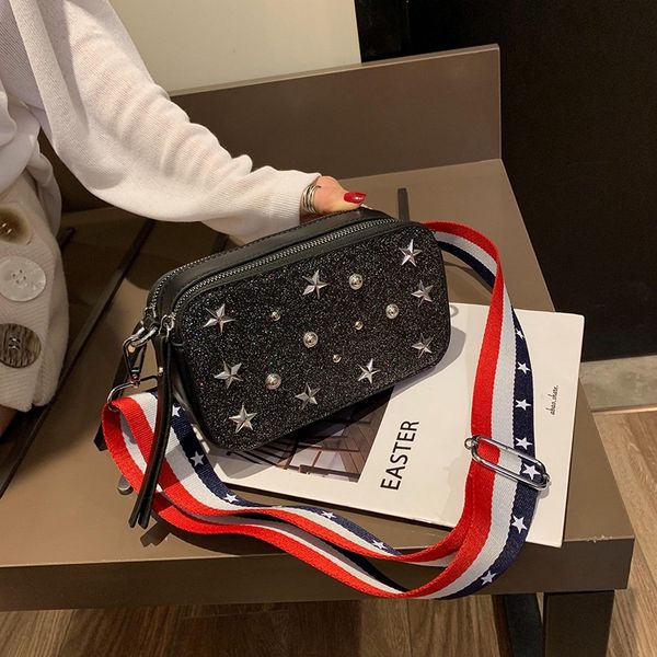 

women's shoulder bags new bags women's new trend korean fashion rivet small square sequins cross