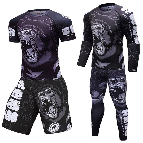 

new mma rashguard jiu jitsu t shirts men boxing jerseys set bjj kickboxing muay thai shorts long boxing wear athletic & outdoor apparel slee, Black;red