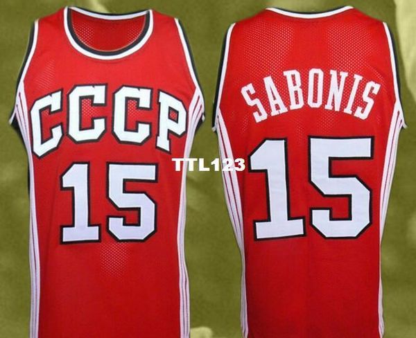 

vintage men #15 1988 arvydas sabonis college jersey color size s-4xl or custom any name or number jersey, Black;red