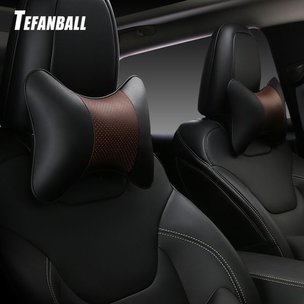 

1pcs car neck pillows both side pu leather single headrest fit for most cars filled fiber universal car pillow