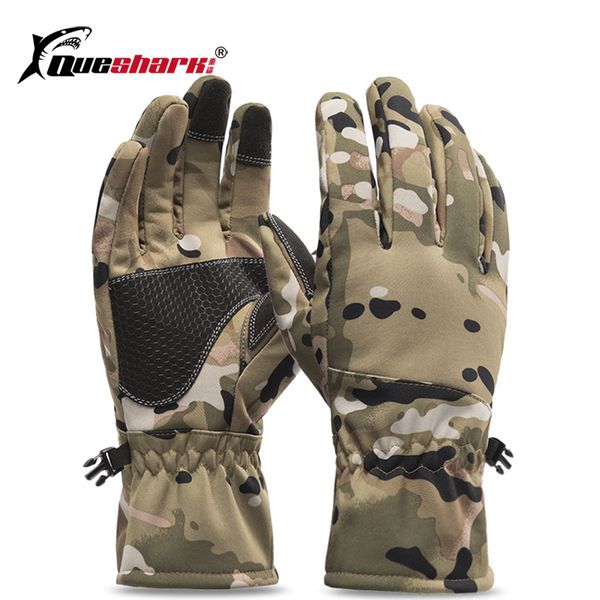 

winter warm camouflage camping gloves thicken touch screen tactical gloves anti-slip hunting fishing hiking full finger, Black