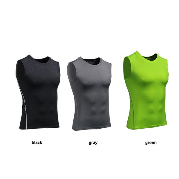 

men compression quick drying t-shirt vest sleeveless stretch gym sports tank fi-19ing, Black;blue