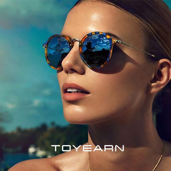 

toyearn classic brand designer round sunglasses women men vintage mirror shades sun glasses for men female uv400, White;black