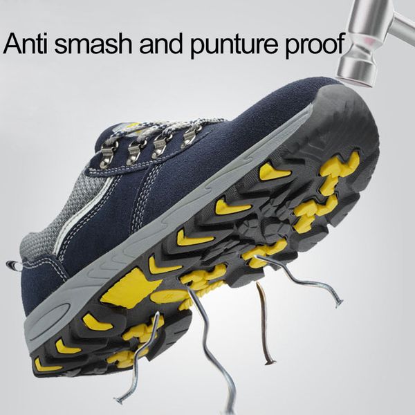 

work safety for men casual sneakers slip-on steel toe breathable hiking shoes safety shoes puncture-proof men shoes, Black