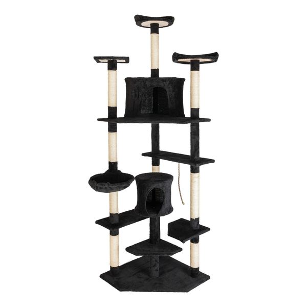 

2020 80" Solid Cute Sisal Rope Plush Cat Climb Tree Cat Tower Black
