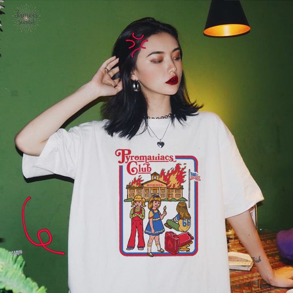 

женский летняя мода хобби mary lets призвать демоны рубашка tumblr топ мультфильм смешной письмо печать harajuku большой размер vintage пись, White