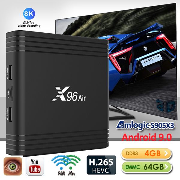 

X96 air amlogic 905x3 android 9 0 tv box 4gb 64gb 2 4 5g 32gb dual wifi et box pk x96 mini
