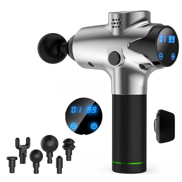 

lcd touch screen massage gun muscle relaxation massager vibration fascial gun fitness equipment noise reduction design 6 heads