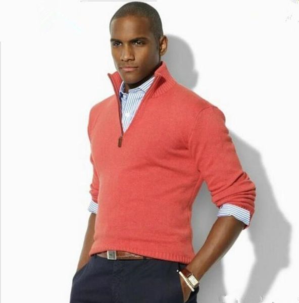 

новый high-end повседневная половина молнии мужчины поло свитер бренд свитер хлопок пуловер мужчины свитер размер s-xxl горячие продажи диза, White;black