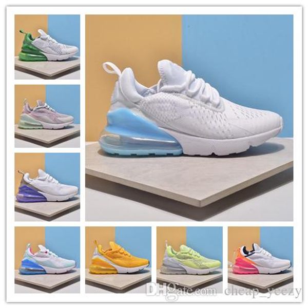 

2019 new 270s mini punch pink blue men women running shoes triple white red yellow olive volt womens mens 270s flair