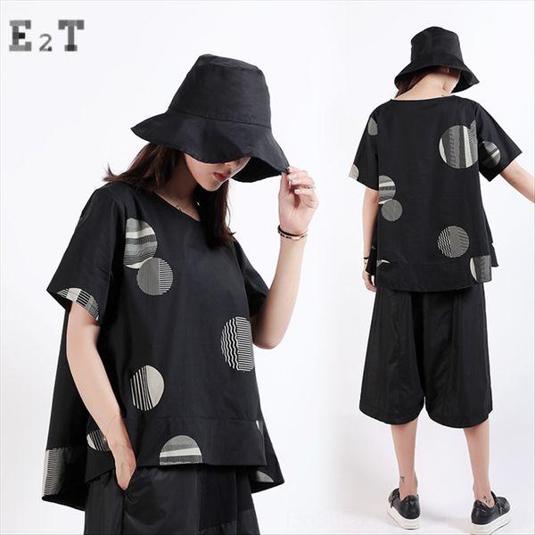 

e2t] 2020 loose summer clothes large size harajuku printed short-sleeved t-shirt dark wind women's clothing, White