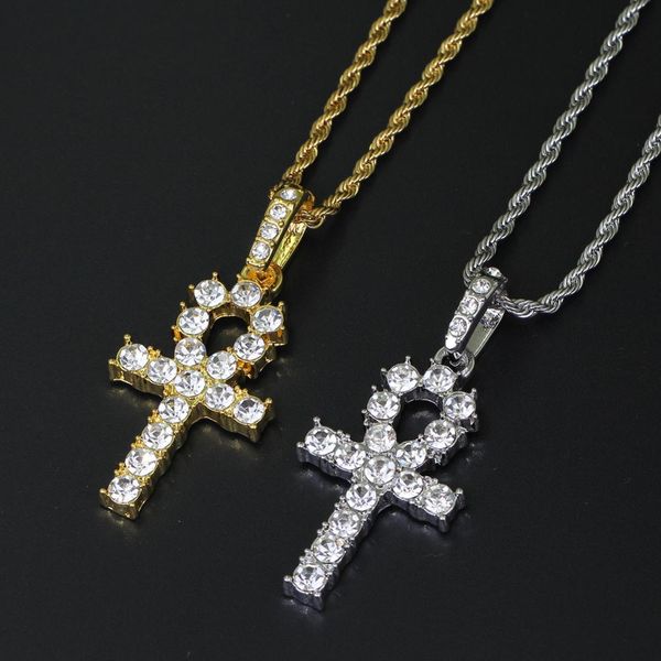 

hip hop necklace crystal anka cross pendants for men women jewellry, Silver