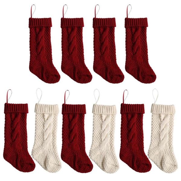 

2/3 pairs christmas knit stockings xmas tree candy gift bag hanging decor