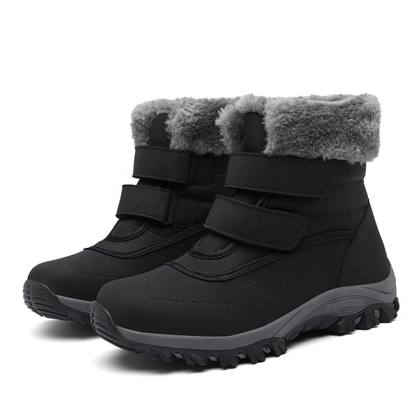 

winter boots women ankle boots warm pu plush winter woman shoes sneakers flats lace up ladies shoes women short snow, Black