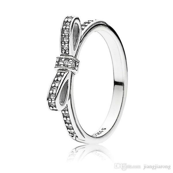 

zr33 pan bow ring for women and man usa size 6-9 big brand 925s silver ring diamond inlaid sell single lover christmas gift
