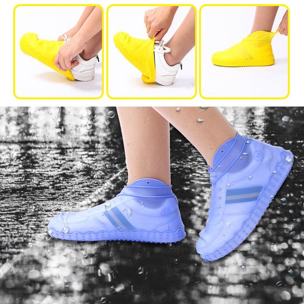 

1 pair reusable latex waterproof rain shoes covers slip-resistant rubber rain boot overshoes s/m/l shoes accessories dropship 94