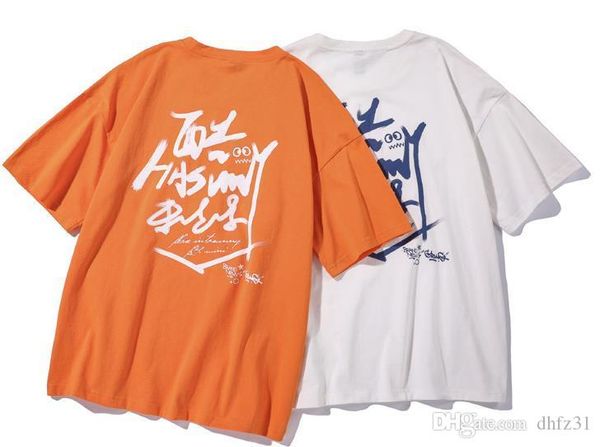 

clothing road vintage 2020 summer new simple letter print short sleeve t-shirt boys tide brand loose casual half sleeve one generation, White;black