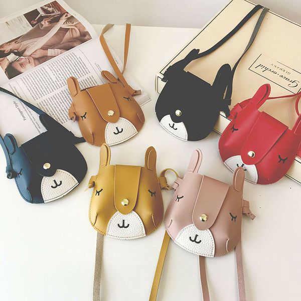 

2019 cute baby kid girl princess leather handbag cross body messenger satchel bags cute little dog 3d ears coin purses kids gift