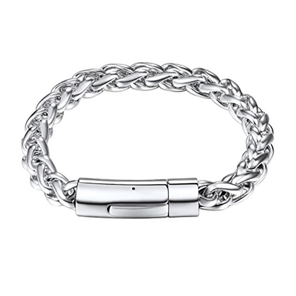 

men's bracelet charm stainless steel silver chain on hand bracelet men gifts for men accessories man magnetic bracelets hip hop, Black