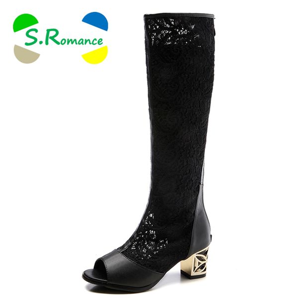 

s.romance women boots plus size 34-43 fashion high square heels ladies pumps summer female woman shoes black beige white sb031
