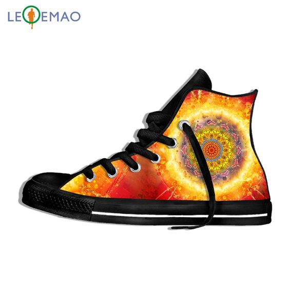 

custom logo image printing sneakers shoes solar eclipse mandala walking comfortable canvas breathable zapatos de mujer outdoor, Black