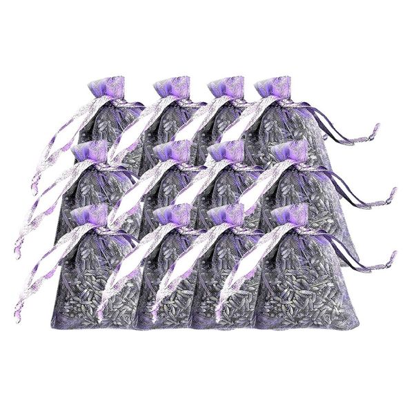 

12 bags of dried lavender in small lilac organza bags -real flower wedding natural lavender bud dried flower sachet