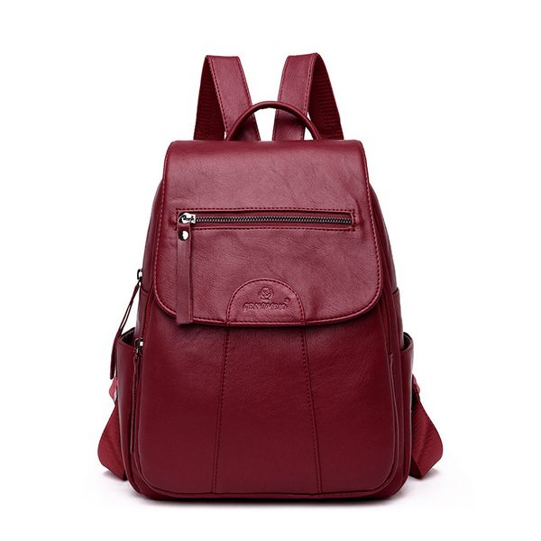 

2019 fashion women backpack female genuine leather backpack sheepskin ladies travel shoulder bag sac a dos femme
