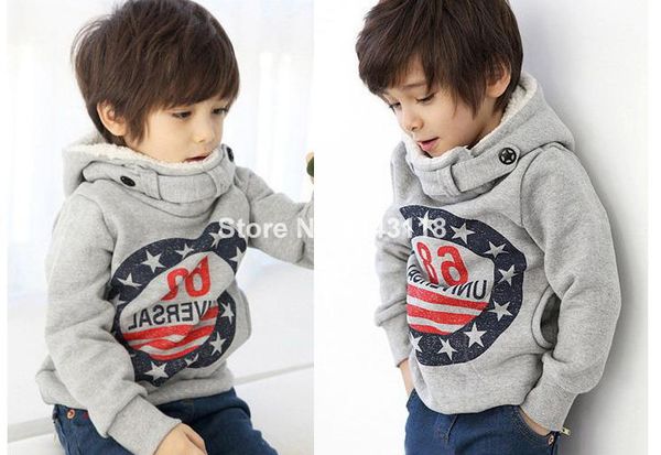 

2019the new children's wear long sleeved cashmere hoodie lamb children coat green and gray color 3-8 ages, Blue;gray