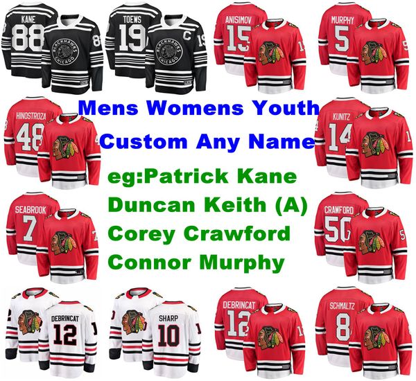 

chicago blackhawks jerseys youth kids patrick kane jersey toews connor murphy duncan keith crawford ice hockey jerseys customize stitched, Black;red