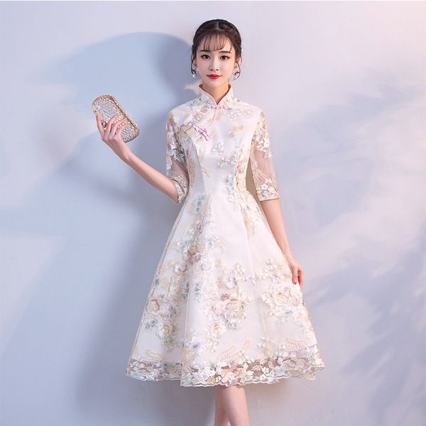 

long vintage chinese style wedding dress retro toast gown marriage cheongsam qipao party evening dress vestidos clothes, Red