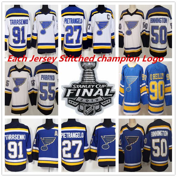 

50 binnington 91 tara enko 90 o 039 reilly 27 pietrangelo 17 chwartz t loui blue 2019 tanley cup champion hockey jer ey titche