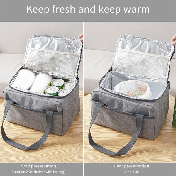 

women men lunch bag container office picnic camping portable thermal insulated waterproof oxford snack storage travel, Blue;pink