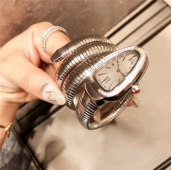 

lady watch luxury women watches imported quartz movement snake serpenti series fashion dress designer watch wristwatch, Slivery;brown